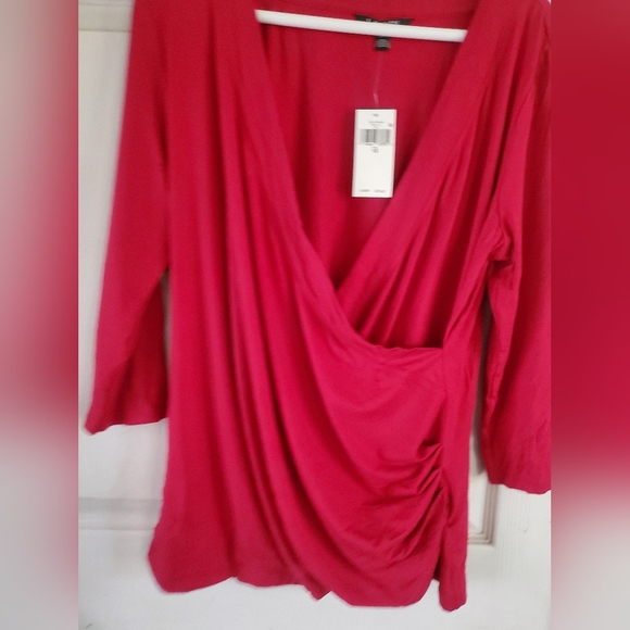 Lauren Ralph Lauren Black Label 1X Wrap Blouse 3/4 Sleeves NWT - Picture 3 of 6